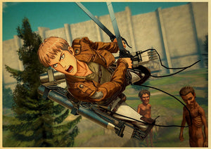 Pôster em papel kraft - Anime: shingeki no kyojin / attack of titan - 31 estilos - 2 tamanhos