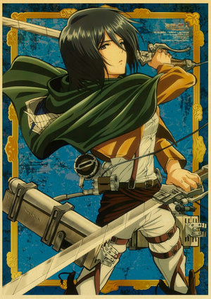 Pôster em papel kraft - Anime: shingeki no kyojin / attack of titan - 31 estilos - 2 tamanhos