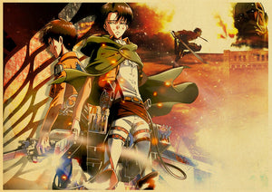 Pôster em papel kraft - Anime: shingeki no kyojin / attack of titan - 31 estilos - 2 tamanhos